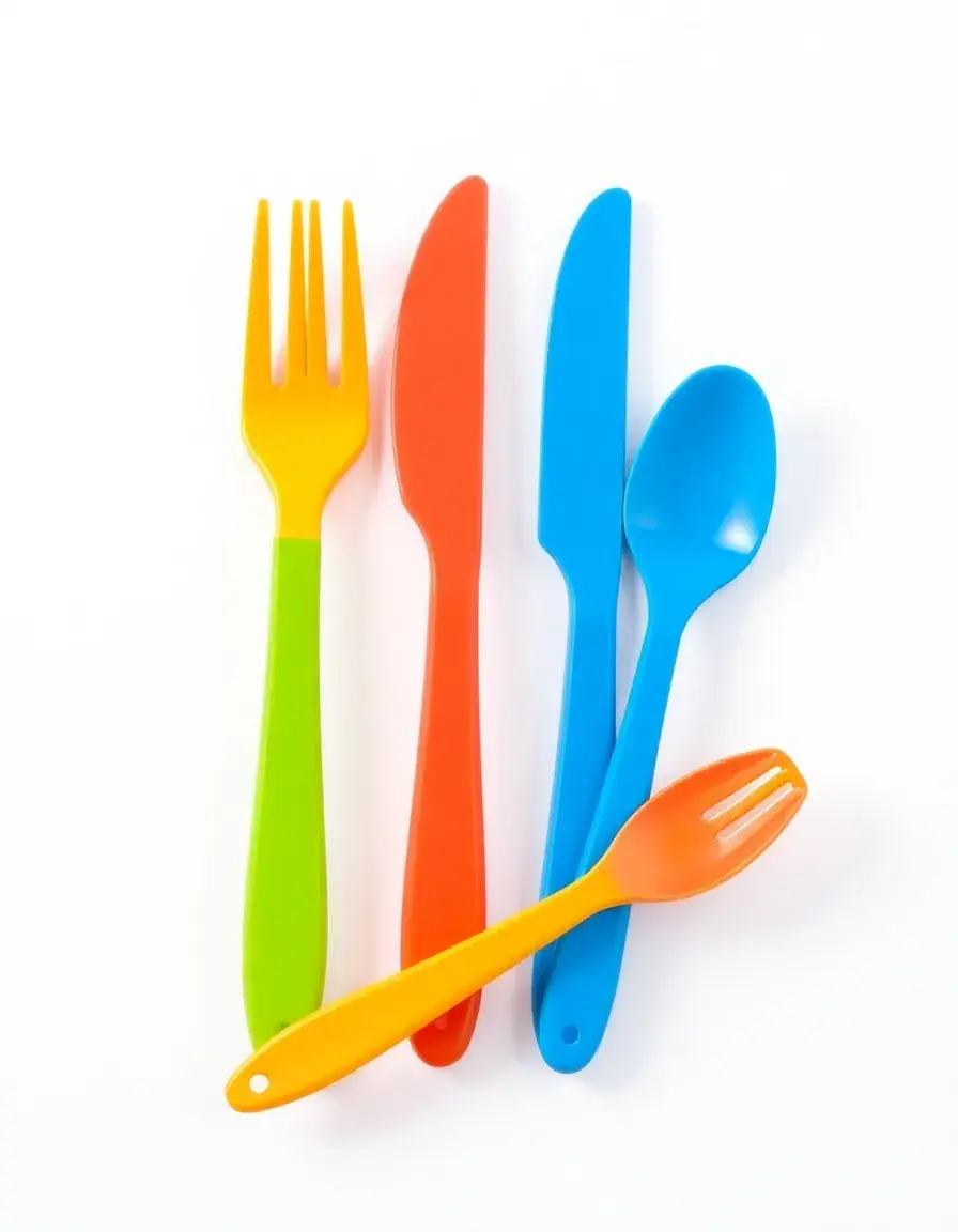 Kit d'ustensiles de pique-nique coloré en plastique réutilisable