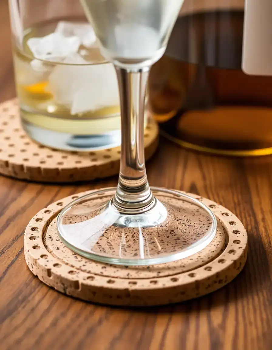 Set de sous-verres en liège absorbant la condensation