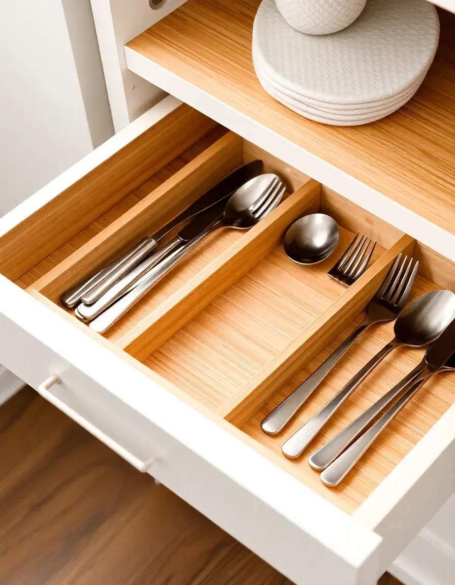 Range-couverts en bambou pour tiroir de buffet de cuisine