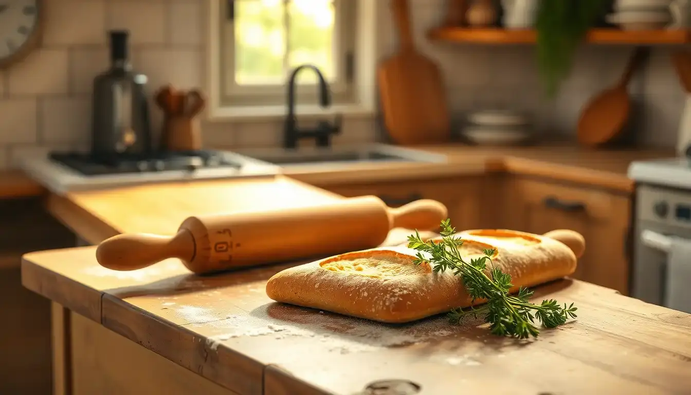 Ustensiles de cuisine traditionnels sur un plan de travail en bois ensoleillé
