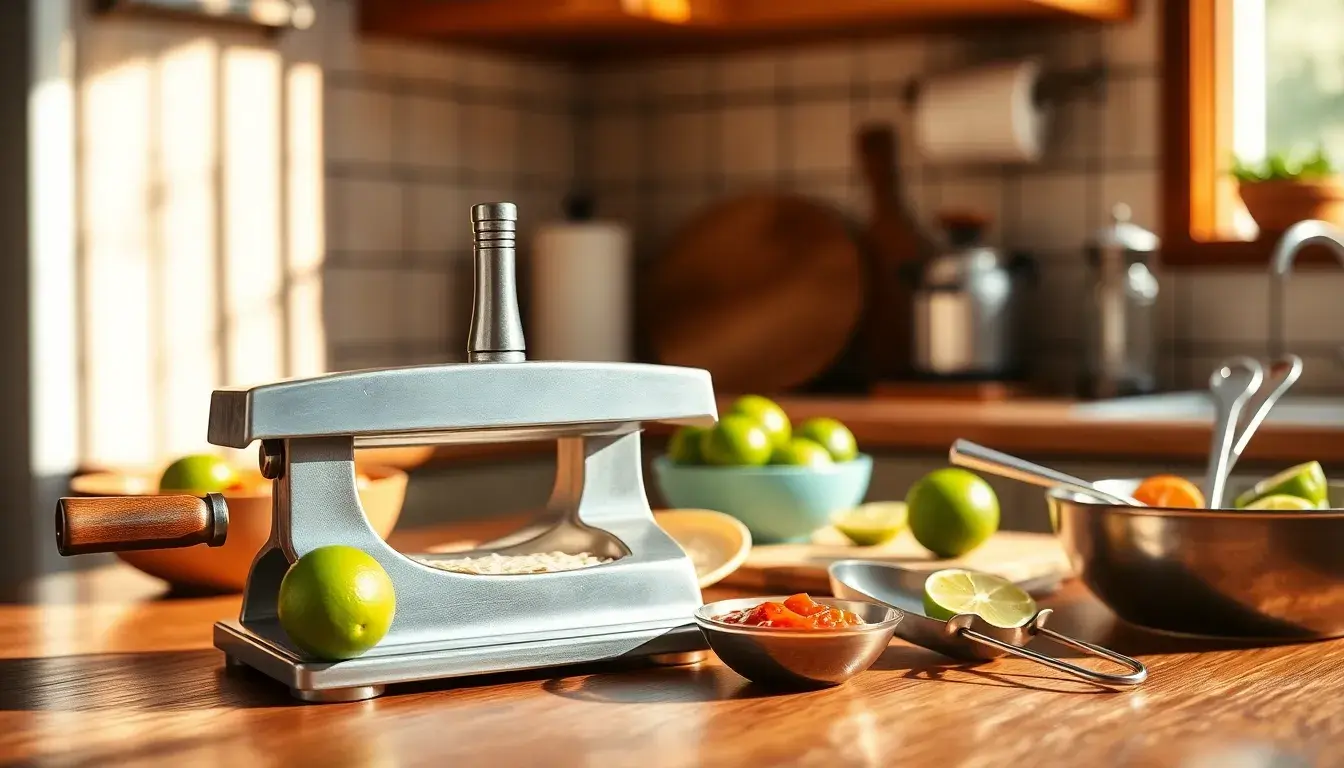 Ustensiles de cuisine mexicaine pour tacos sur un comptoir ensoleillé