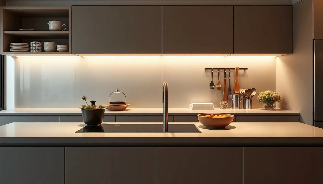 Évier de cuisine moderne avec organisateurs et accessoires de rangement intelligents