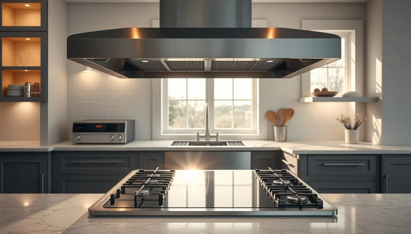 Piano de cuisine professionnel en acier inoxydable dans une cuisine moderne lumineuse
